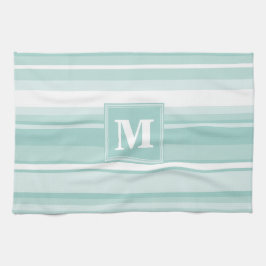 Monogram groene strepen theedoek