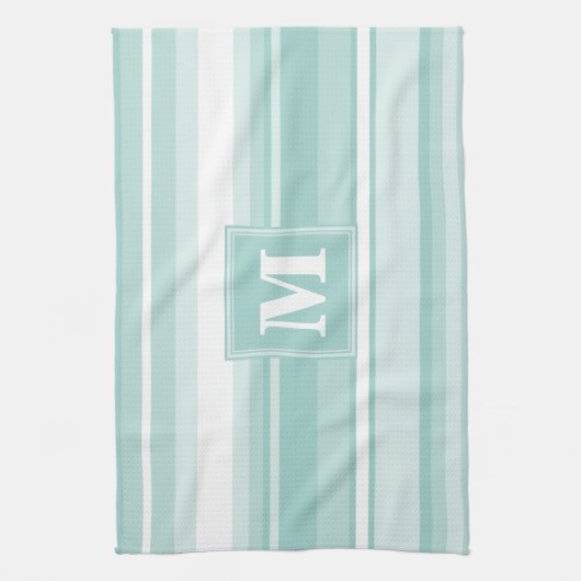 Monogram groene strepen theedoek (Verticaal)