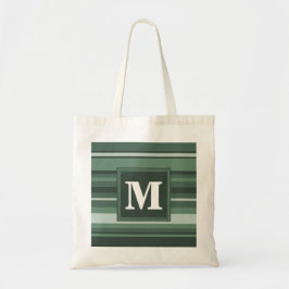 Monogram groene strepen tote bag