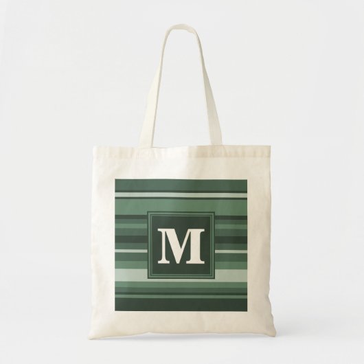 Monogram groene strepen tote bag (Voorkant)