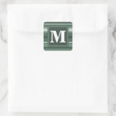 Monogram groene strepen vierkante sticker (Tas)