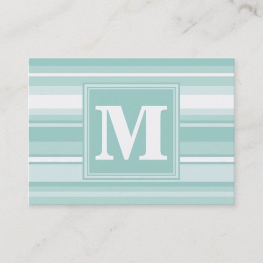 Monogram groene strepen visitekaartje (Voorkant)