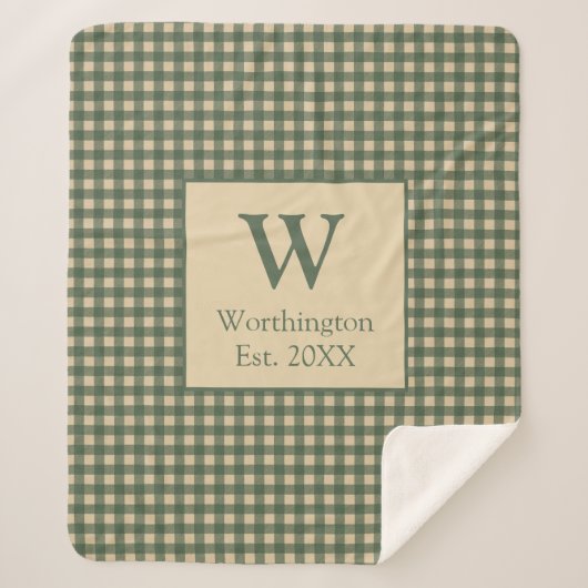 Monogram Groene Tane Kameelbruine Buffalo Plaid La Sherpa Deken (Voorkant)