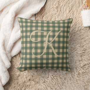 Monogram Groene Tanneren Buffalo Plaid Landelijk L Kussen