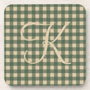 Monogram Groene Tanneren Buffalo Plaid Rustieke La Bier Onderzetter