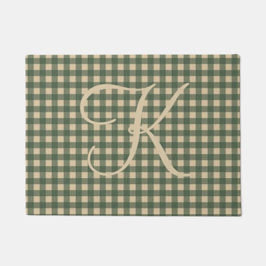 Monogram Groene Tanneren Buffalo Plaid Rustieke La Deurmat (Voorkant)