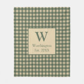 Monogram Groene Tannige Beige Buffalo Plaid Landel Fleece Deken (Voorkant)