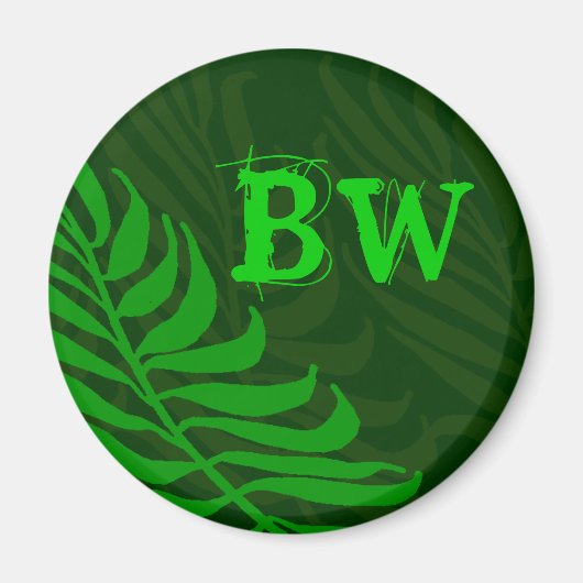 Monogram groene varenbladeren magneet (Voorkant)