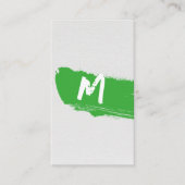 Monogram groene verf op canvas aangebracht met een visitekaartje (Voorkant)
