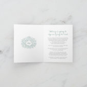 Monogram groene witte bladeren trouwstroom aankondiging (Binnen)