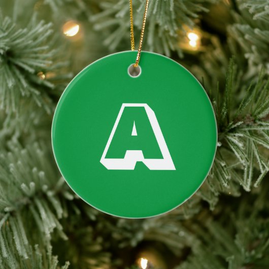 Monogram groene witte initiaal Kerstmis Keramisch Ornament (Boom)