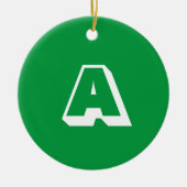 Monogram groene witte initiaal Kerstmis Keramisch Ornament (Voorkant)