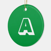Monogram groene witte initiaal Kerstmis Keramisch Ornament (Links)