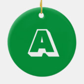 Monogram groene witte initiaal Kerstmis Keramisch Ornament (Achterkant)