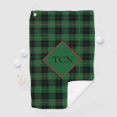Monogram Groene Zwarte Rode Schotse Ruit Golfhanddoek (Insitu)