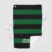 Monogram Groene & Zwarte Streep Golf Handdoek met (Insitu)