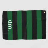 Monogram Groene & Zwarte Streep Golf Handdoek met (Horizontaal)