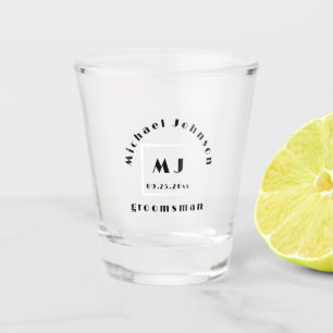 Monogram Groomsman Bachelor Party Shot Glas