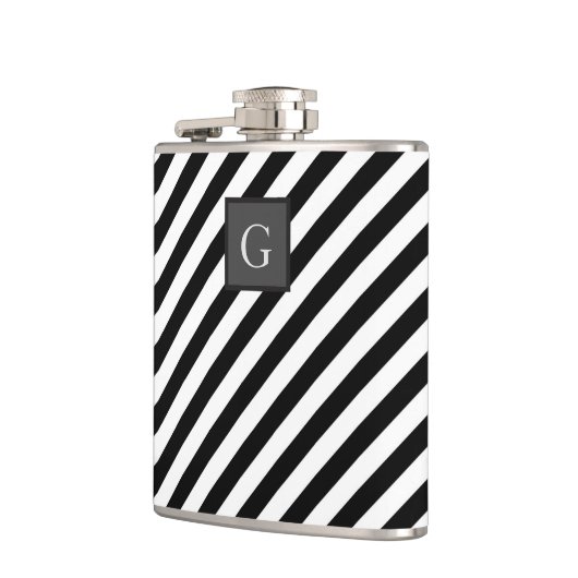 Monogram Groomsman Best Man Black White Stripe Heupfles (Links)