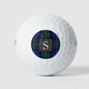 Monogram Groomsman Best Man BlueGreen Smith Tartan Golfballen