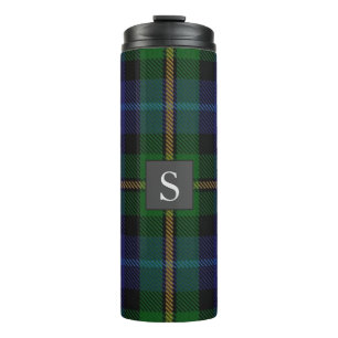 Monogram Groomsman Best Man BlueGreen Smith Tartan Thermosbeker