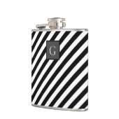 Monogram Groomsman Best Man Zwart Wit Streep Heupfles (Links)