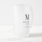 Monogram Groomsman Gift Modern Eenvoudig Minimalis Matglas Bierpul (Voorkant rechts)