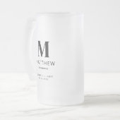 Monogram Groomsman Gift Modern Eenvoudig Minimalis Matglas Bierpul (Voorkant links)