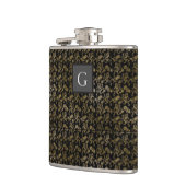 Monogram Groomsmen Best Man Black Gold Lion Damask Heupfles (Links)