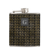 Monogram Groomsmen Best Man Black Gold Lion Damask Heupfles (Voorkant)