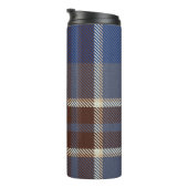 Monogram Groomsmen Best Man Blue Grey Tartan Black Thermosbeker (Geroteerd rechts)