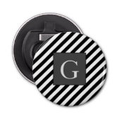 Monogram Groomsmen Best Man Father Groom Stripes Button Flesopener (Voorkant)