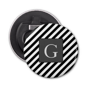 Monogram Groomsmen Best Man Father Groom Stripes Button Flesopener