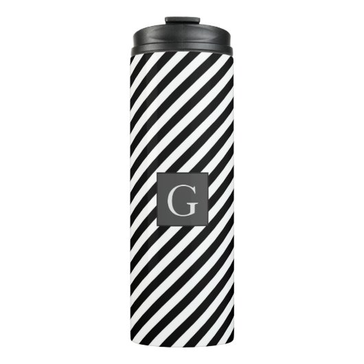 Monogram Groomsmen Best Man Father Groom Stripes Thermosbeker (Voorkant)