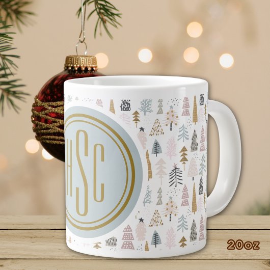 Monogram, Groot 20oz. Rustieke Winterbomen Grote Koffiekop