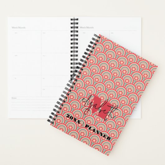 Monogram Groovy Floral Rainbow Planner (Display)
