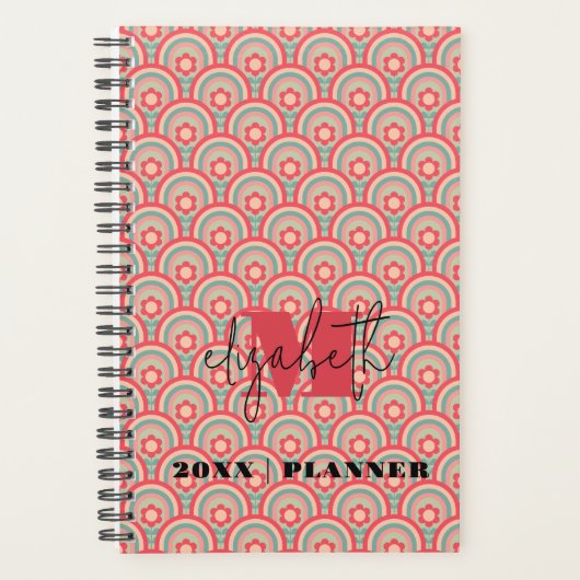 Monogram Groovy Floral Rainbow Planner (Voorkant)