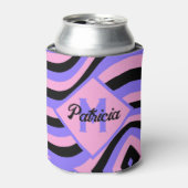 Monogram Groovy roze & paarse psychedelische zwart Blikjeskoeler (Blikje Voorkant)