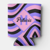 Monogram Groovy roze & paarse psychedelische zwart Blikjeskoeler (Voorkant)