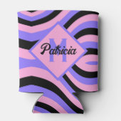 Monogram Groovy roze & paarse psychedelische zwart Blikjeskoeler (Achterkant)