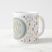Monogram, grote 20oz. Rustieke winterbomen Grote Koffiekop (Voorkant rechts)