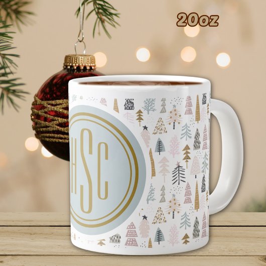 Monogram, grote 20oz. Rustieke winterbomen Grote Koffiekop