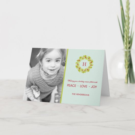 Monogram Grote Kerstmis/ Vakantiedag Fotokaarten Feestdagen Kaart (Voorkant)