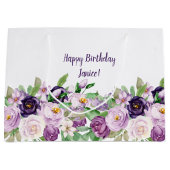 Monogram grote Paarse en lavender Rozen Groot Cadeauzakje (Voorkant)