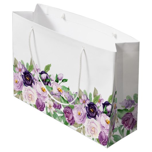 Monogram grote Paarse en lavender Rozen Groot Cadeauzakje (Achterkant Gekanteld)