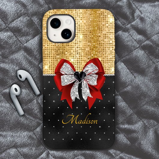 Monogram grote rode stropdas van de zilvervlinder Case-Mate iPhone case