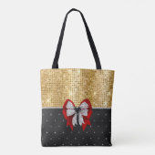 Monogram grote rode stropdas van de zilvervlinder tote bag (Achterkant)