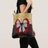 Monogram grote rode stropdas van de zilvervlinder tote bag (Dichtbij)