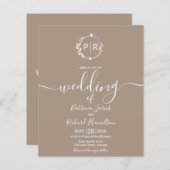 Monogram Grullo Budget Wedding Uitnodiging (Voorkant / Achterkant)