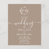 Monogram Grullo Budget Wedding Uitnodiging (Voorkant)